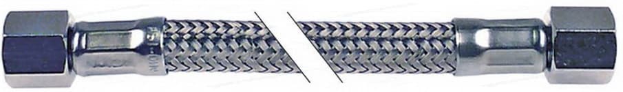 flexibeleslang RVS-omvlochten recht-recht DN10 aansluitingen 1/2" L 1000mm toegelaten DVGW - Image 1