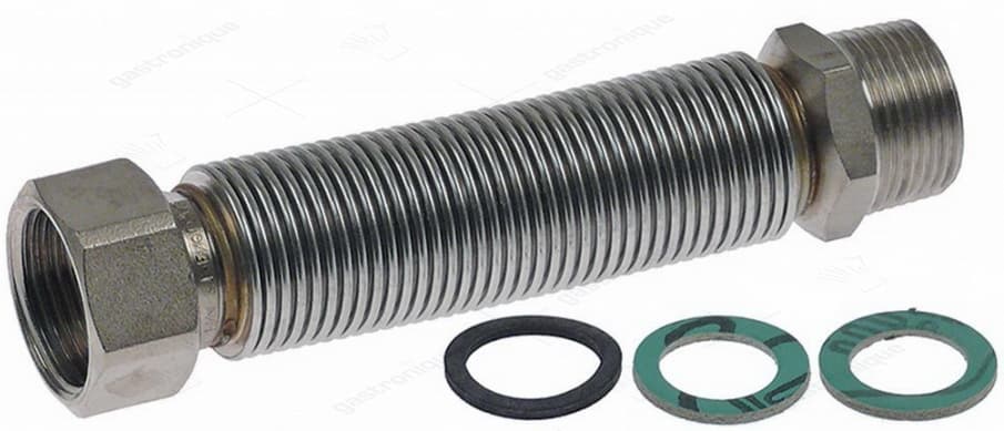 afvoerpijp flexibel L 135mm ID ø 18mm OD ø 27,5mm aansluiting 3/4" OD - 3/4" ID RVS