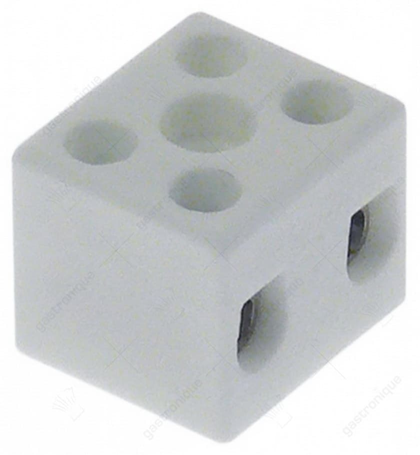 porseleinen kroonsteen 2-polig 2,5mm² max. 10A max. spanning 250V t.max. 200°C L 21mm B 18mm