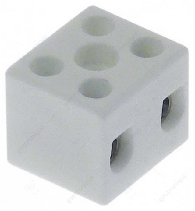 porseleinen kroonsteen 2-polig 2,5mm² max. 10A max. spanning 250V t.max. 200°C L 21mm B 18mm - Thumbnail 1