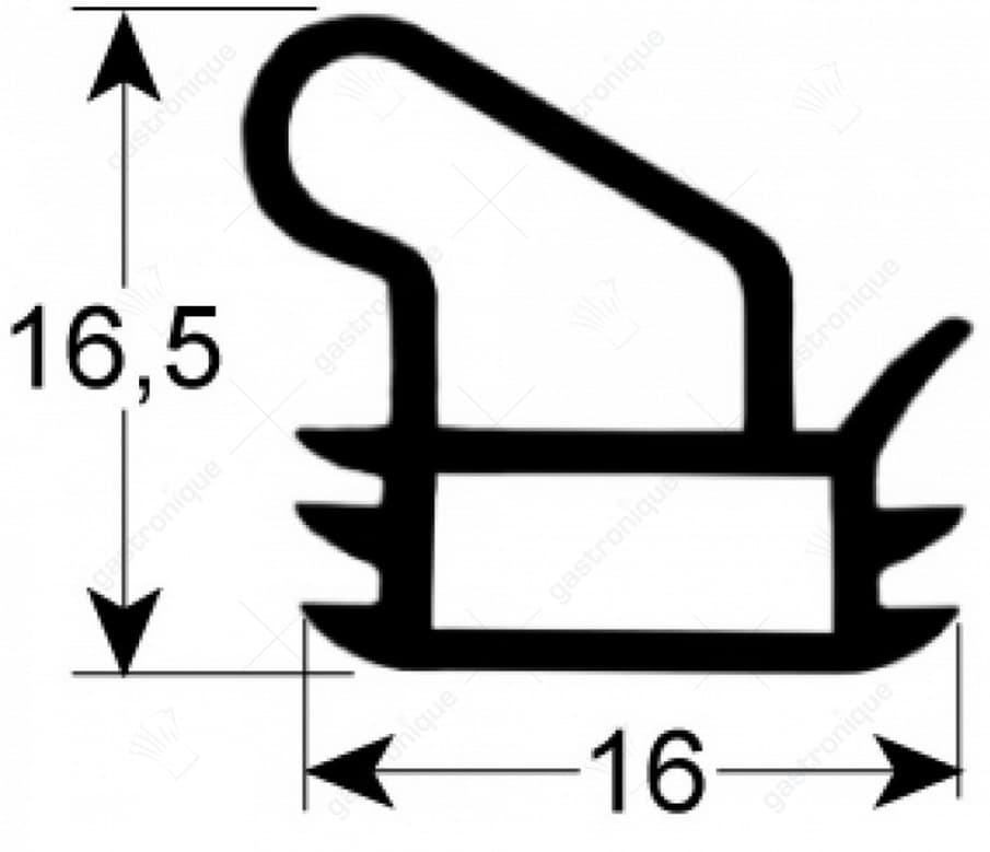 deurrubber L 560mm B 428mm 3-zijdig (lange zijde open)