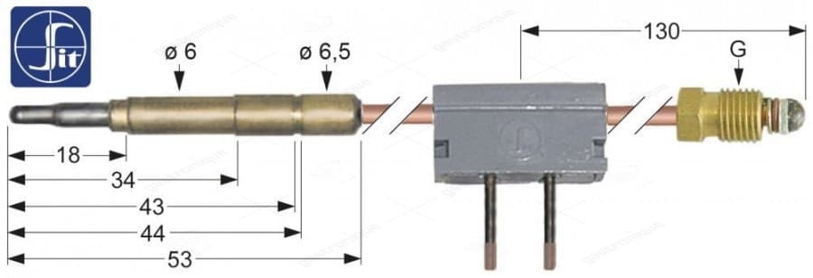 THERMOKOPPEL MET ONDERBREKER M9x1 100 cm