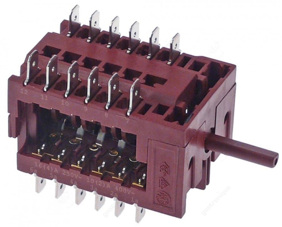 nokkenschakelaar 7 schakelstanden 12NO schakelvolgorde 0-1-2-3-4-5-6 16A as ø 6x4,6mm