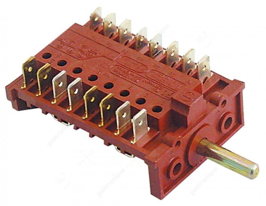 nokkenschakelaar 4 schakelstanden 8NO schakelvolgorde 1-0-2-3 16A as ø 6x4,6mm as L 23mm