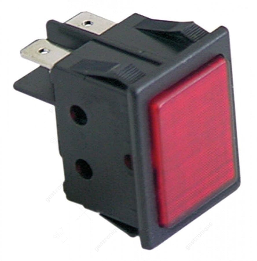 Signaallamp inbouwmaat 30x22mm 230V rood aansluiting vlaksteker 6,3mm