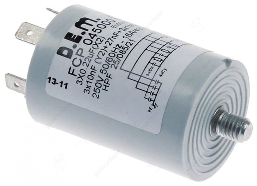 ontstoringsfilter type FCP045000 250V 50/60Hz geleider 4 met PE aansluiting vlaksteker 6,3mm