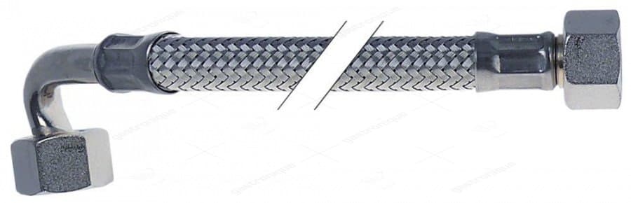flexibeleslang RVS-omvlochten recht-haaks DN8 aansluitingen 3/8" L 500mm conisch afdichtend