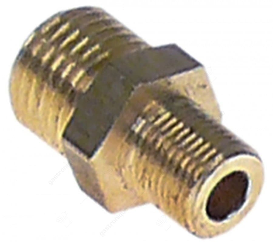 Dubbelnippel draad 1/8" - 1/4" koper vpe 1stuk