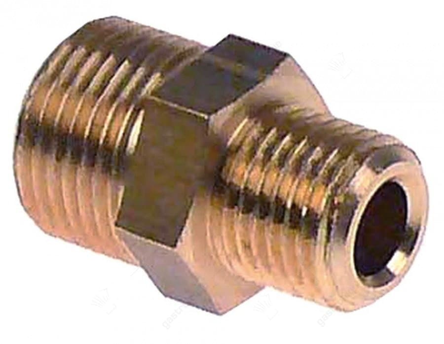 Dubbelnippel draad 1/4" - 3/8" koper vpe 1stuk