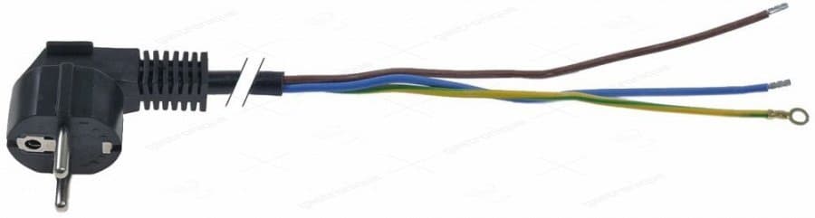 apparaataansluitleiding haaks 3-polig contact P+N+PE max. 13A max. spanning 250V