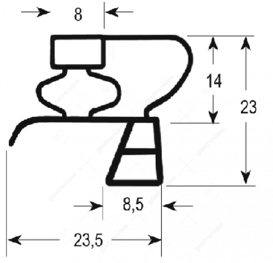 koeldeurrubber profiel 9783 B 635mm L 1530mm steekmaat deur koeltechniek