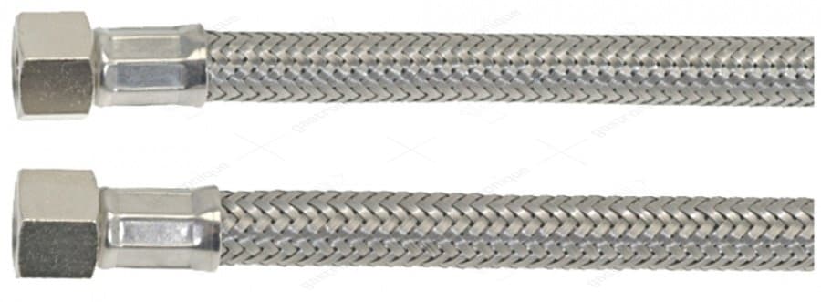 Flexibeleslang RVS-omvlochten recht-recht DN6 L 500mm aansluitingen 1/4" conisch afdichtend
