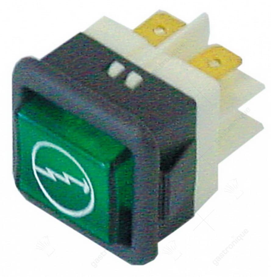signaallamp inbouwmaat 27,8x25mm groen 230V aansluiting vlaksteker 6,3mm
