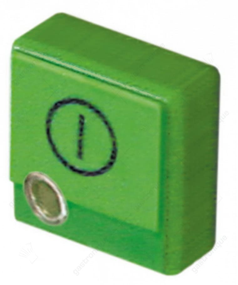 vierkant knop groen 23x23 mm "on/off"