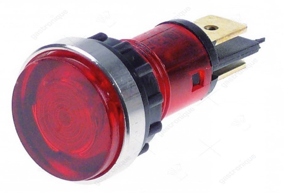 signaallamp ø 12mm 230V rood aansluiting vlaksteker 6,3mm model CM/5