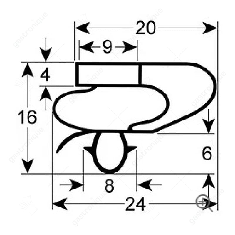 koeldeurrubber profiel 9150 B 388mm L 598mm steekmaat