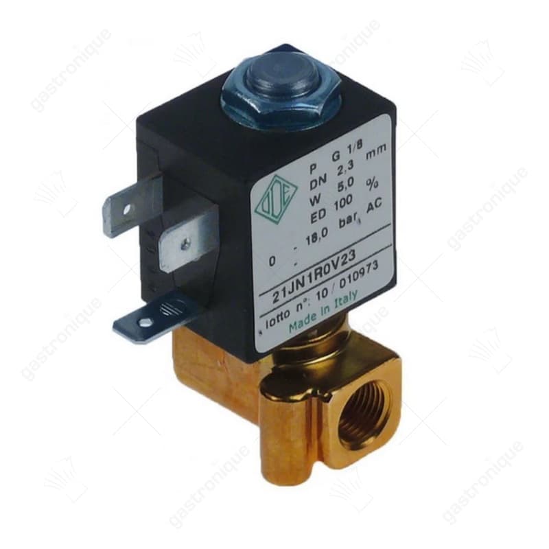 magneetventiel koper 2-weg 230VAC aansluiting 1/8" L 30mm nominale breedte 2,3mm -10 tot +140°C