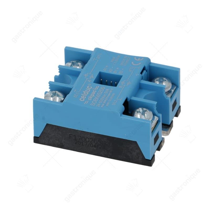 aansluitblok solidstate relais CELDUC fasen 2 50A 24-600V 7,5-25VDC L 58mm B 46mm jumper op L1 en L2