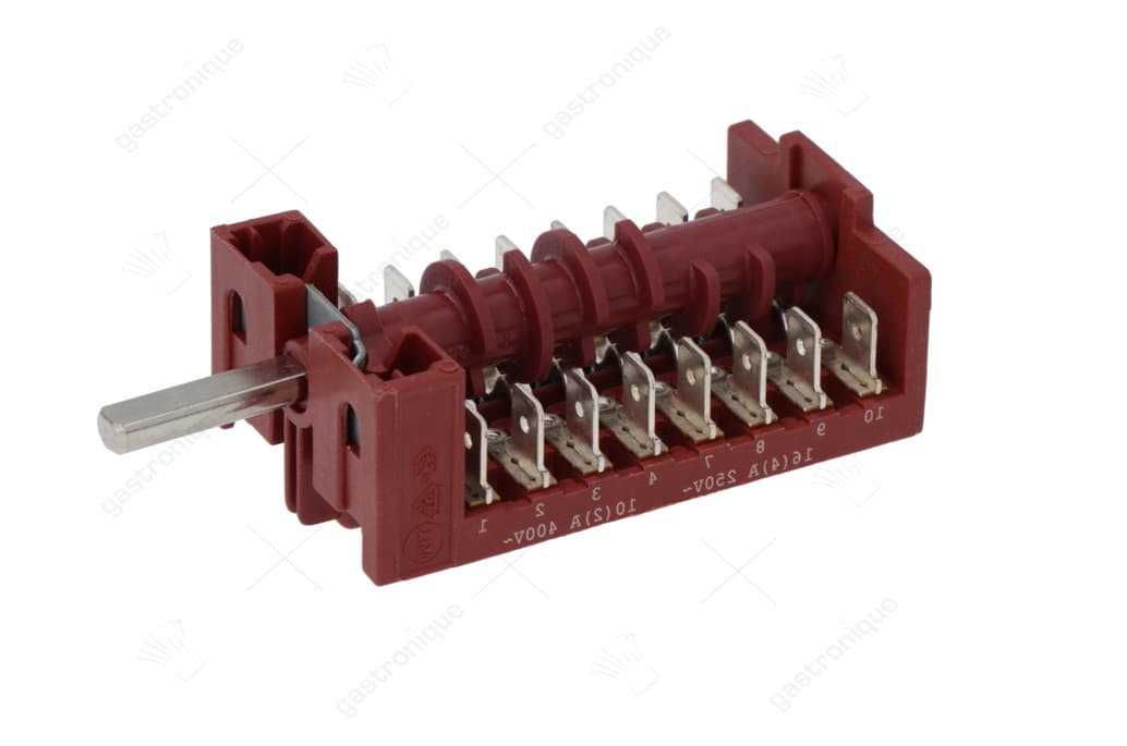 nokkenschakelaar 5 schakelstanden 6NO/1CO schakelvolgorde 0-1-2-3-4 16A as ø 6x4,6mm