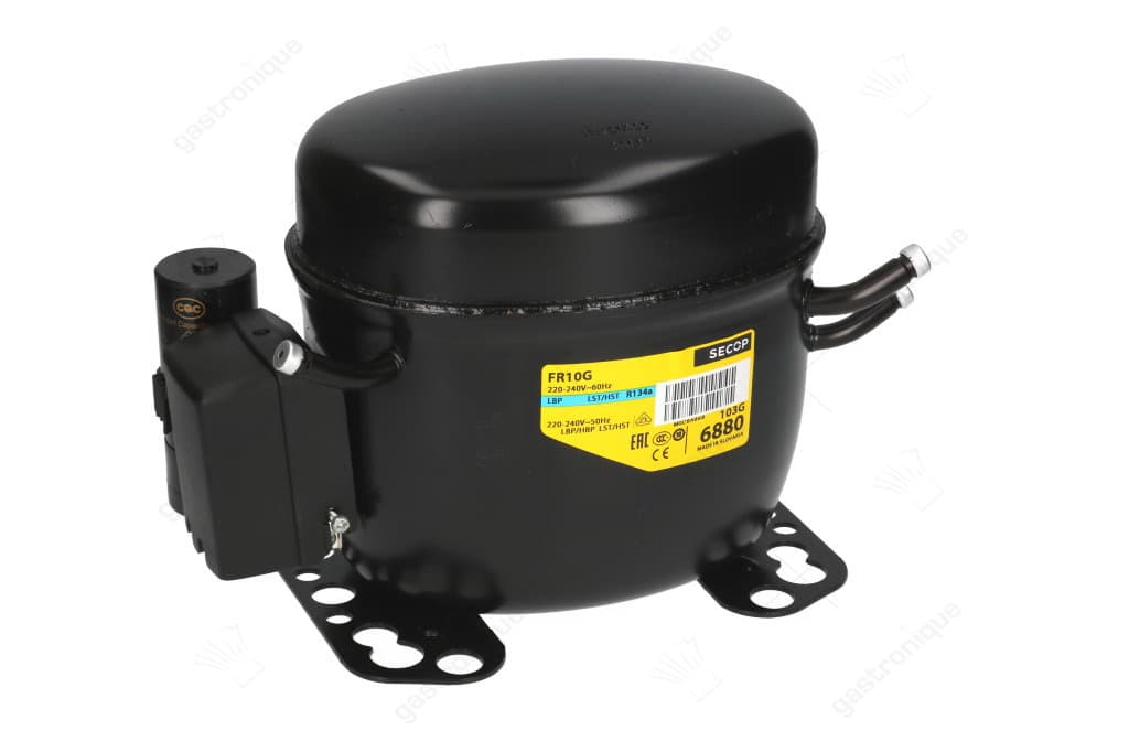 compressor koelmiddel R134a type FR10G 230V 50Hz LBP/HBP volledig hermetisch 10,6kg 1/3HP