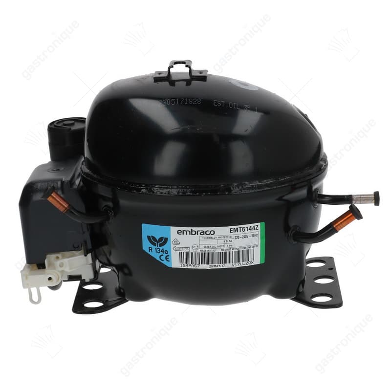 compressor koelmiddel R134a type EMT6144Z 220-240V 50Hz HMBP 7,9kg 1/6HP vermogensverbruik 222W