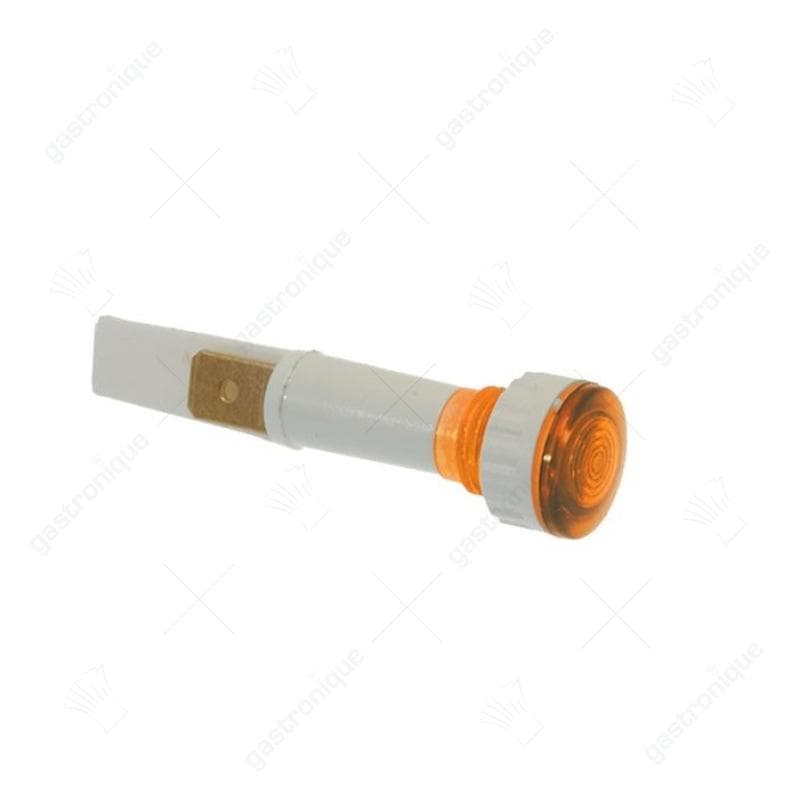 signaallamp ø 10mm 230V oranje aansluiting vlaksteker 6,3mm