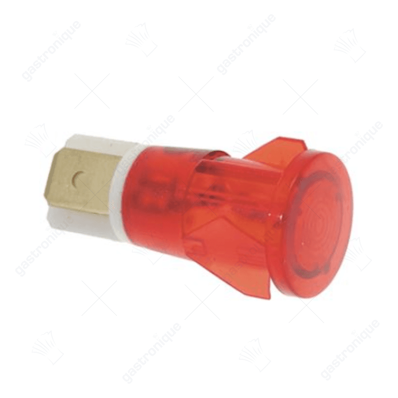 signaallamp ø 13mm rood 230V aansluiting vlaksteker 6,3mm