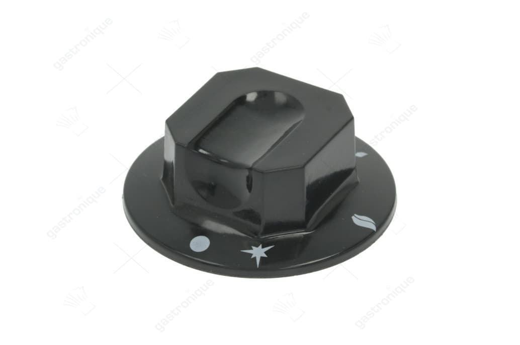 knop gaskraan met ontstekingsvlam ø 70mm as ø 8x6,5mm afvlakking boven zwart