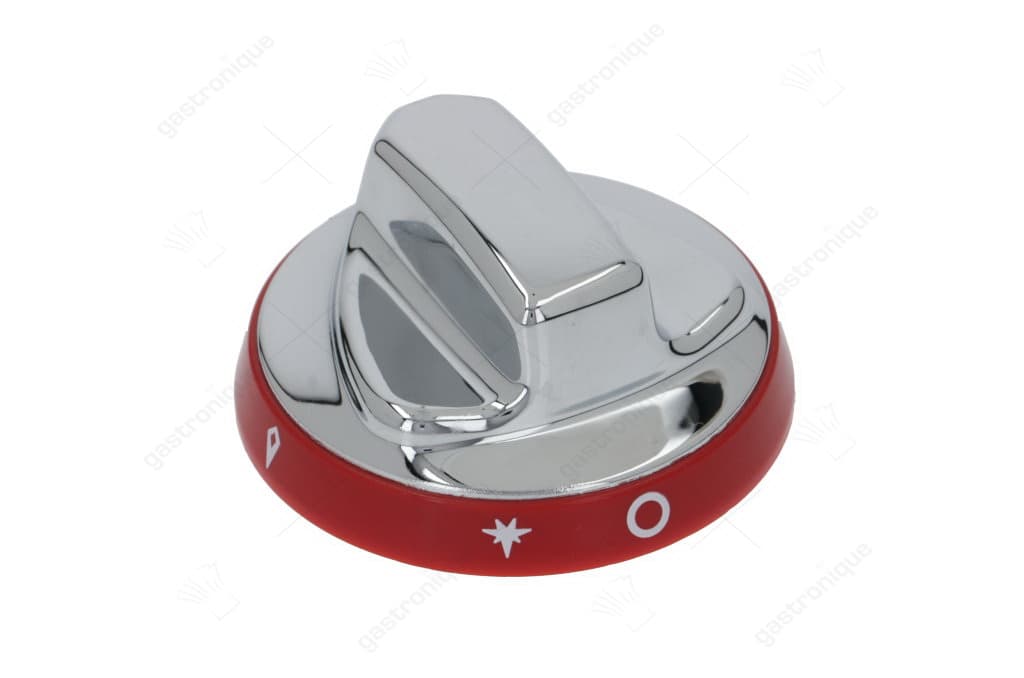 knop gaskraan met ontstekingsvlam ø 72mm as ø 8x6,5mm afvlakking boven rood