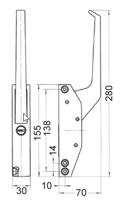 hendel voor oven deur 280x30 mm - Thumbnail 2