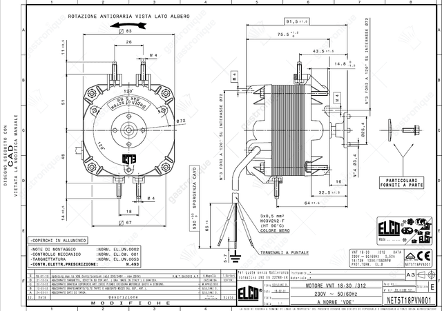 ventilatormotor ELCO 18W 230V VNT 18-30/312 50/60Hz lager glijlager aansluiting kabel 500mm - Thumbnail 2