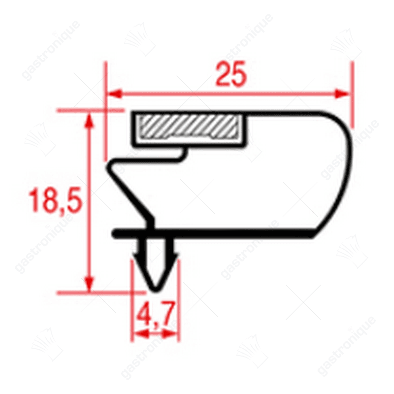 deurrubber 1620 x 670 mm (hartmaat / steekmaat)