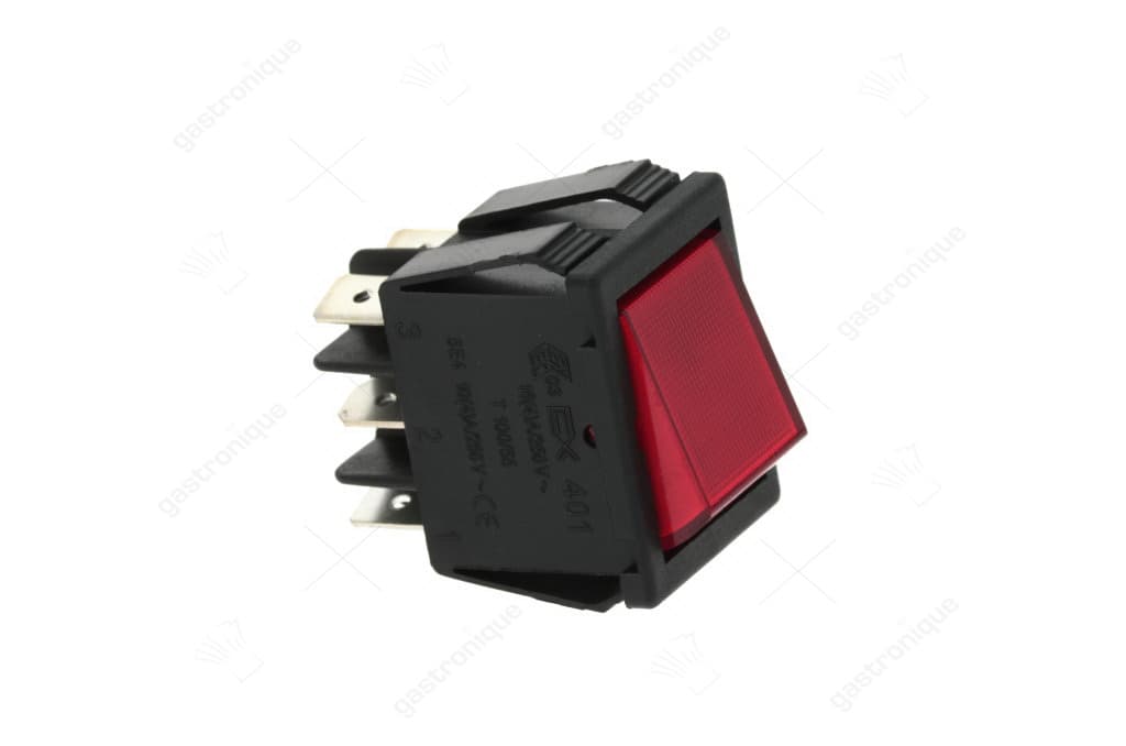 wipschakelaar 2 polig rood 16a 250v
