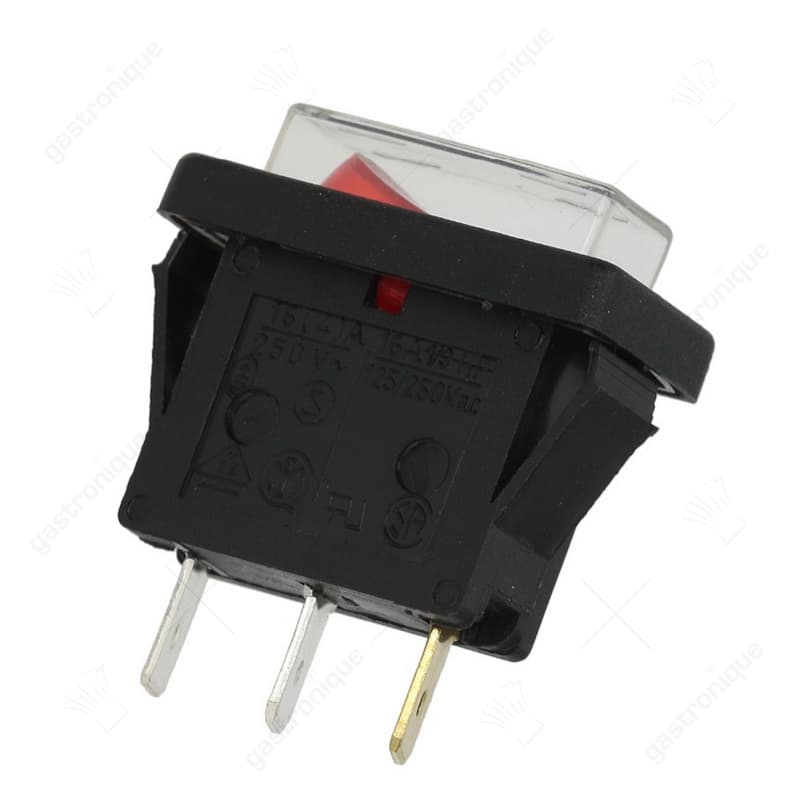 wipschakelaar inbouwmaat 30x11 rechthoekig rood 1NO signaallamp 250V 16A verlicht - Image 1