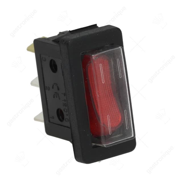 wipschakelaar inbouwmaat 30x11 rechthoekig rood 1NO signaallamp 250V 16A verlicht - Thumbnail 2