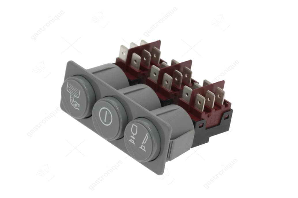 schakelaarcombinatie inbouwmaat 28,5x77,5mm rond grijs 2CO/2CO/2CO 250V 16A