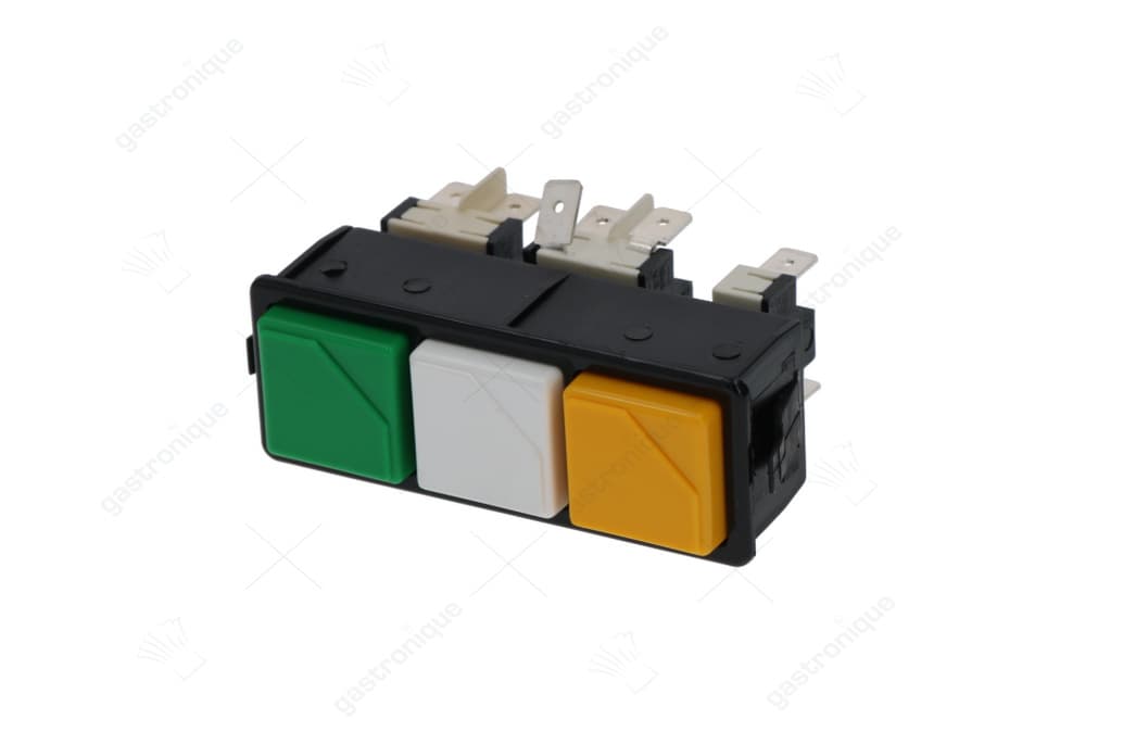 schakelaarcombinatie inbouwmaat 28,5x77,5mm vierkant groen/wit/geel 2NO/2CO/1NO 250V 16A