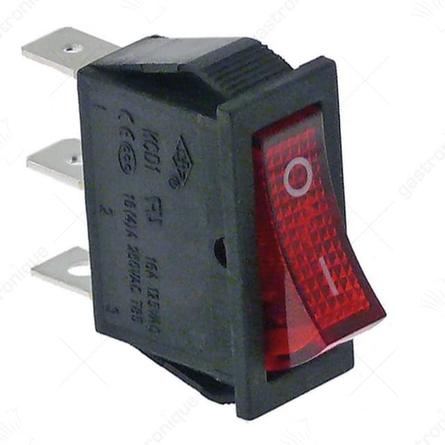 wipschakelaar inbouwmaat 30x11mm rood 1NO/signaallamp 250V 16A 0-I