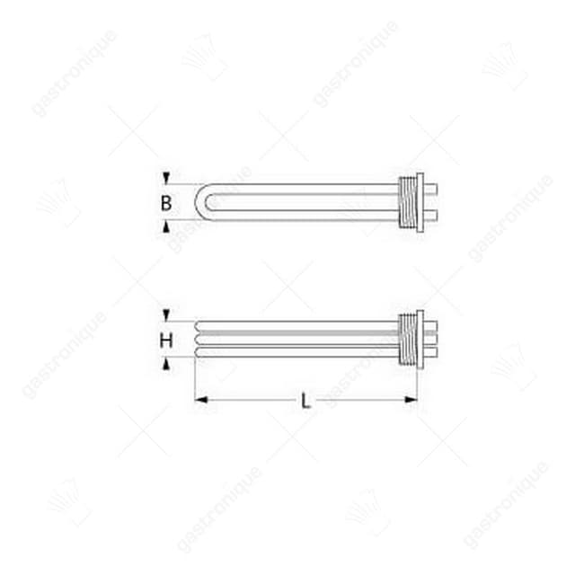verwarmingselement 4500W 220/380V VC 3 draad 2" L 300mm B 37mm H 37mm pijp ø 8,5mm aansluiting M4 - Thumbnail 2
