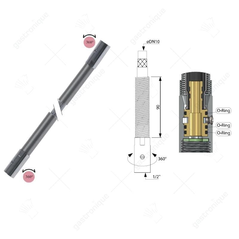 Slang (rotatie) voorspoeldouche 1/2″ 120 cm