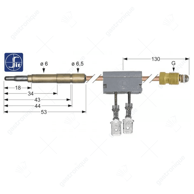 thermokoppel SIT met onderbreker M9x1 L 600mm steekhuls ø6,0mm F 6,3mm