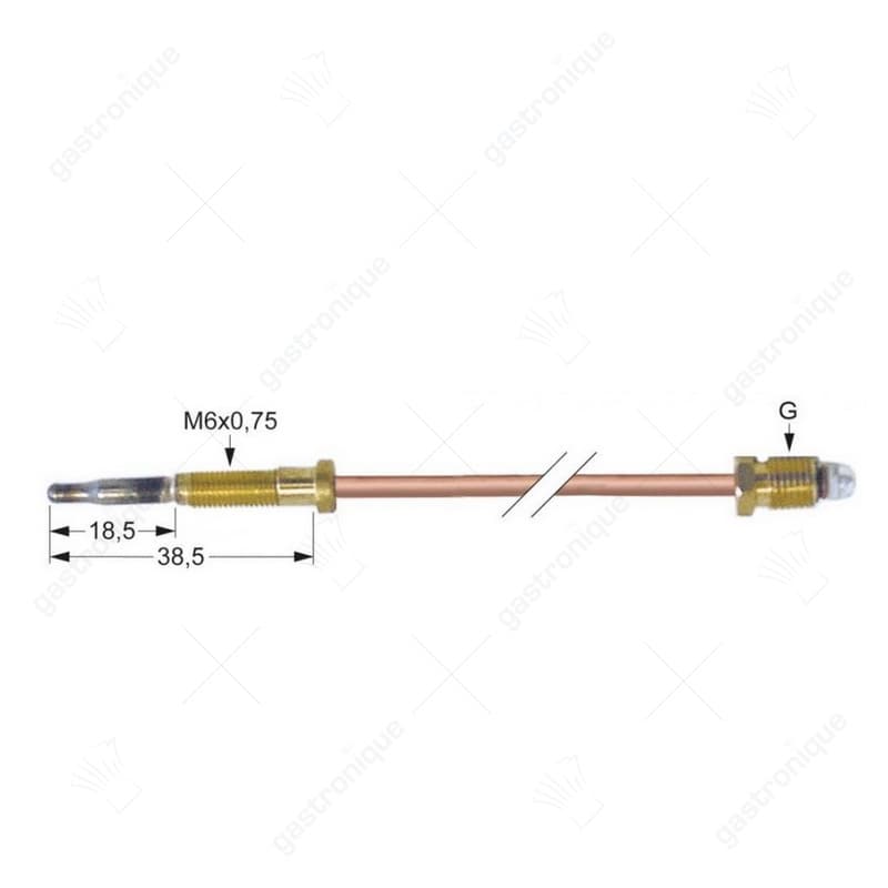 thermokoppel M9x1 L 600mm M6x0,75 gealuminiseerde top - Image 1