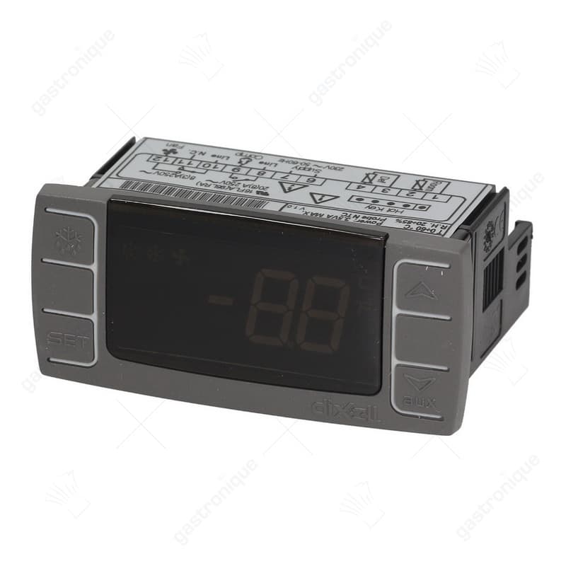elektronische regelaar DIXELL XR04CX-5N0C1 inbouwmaat 71x29mm inbouwdiepte 50mm 230V spanning AC NTC/PTC