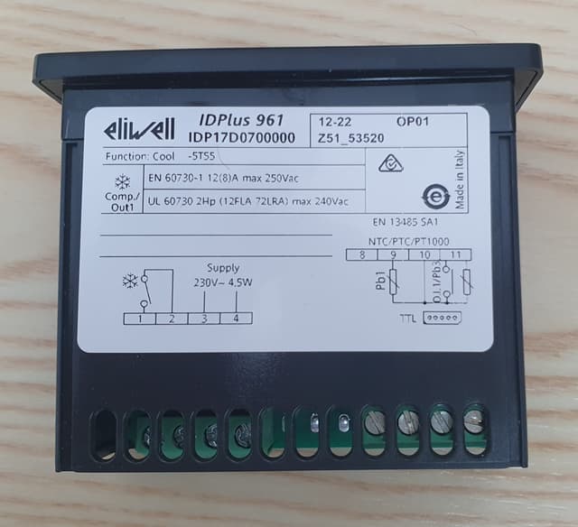 elektronische regelaar 230V inbouwmaat 71x29mm NTC/PTC/Pt1000 montage inbouwversies eliwell id plus 961 - Thumbnail 2
