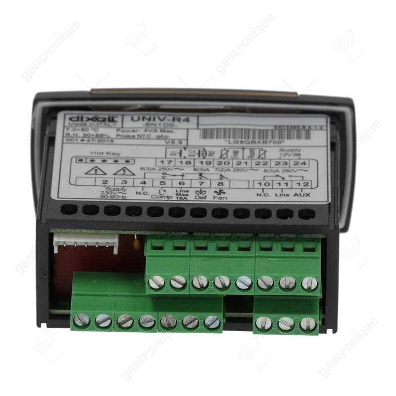 elektronische regelaar DIXELL type UNIVERSAL-R4 inbouwmaat 71x29mm V spanning AC/DC NTC/PTC/DI