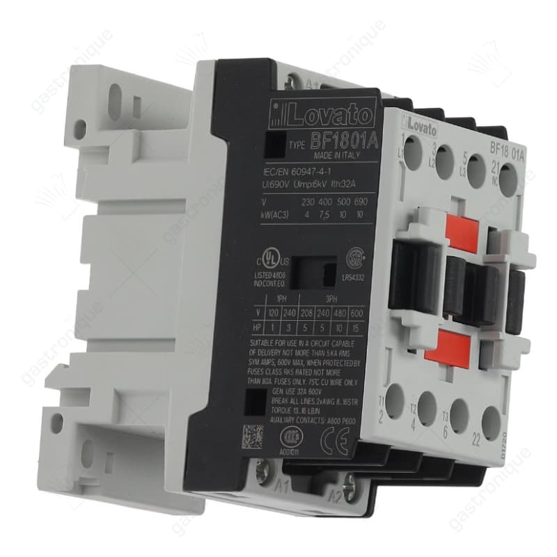 relais AC1 32A 230VAC (AC3/400V) 18A/7,5kW hoofdcontact 3NO hulpcontact 1NC