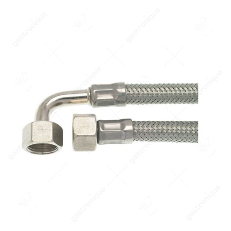 toevoerslang RVS-omvlochten recht-haaks DN8 aansluiting 1: 3/8" aansluiting 2: 1/2" L 660mm
