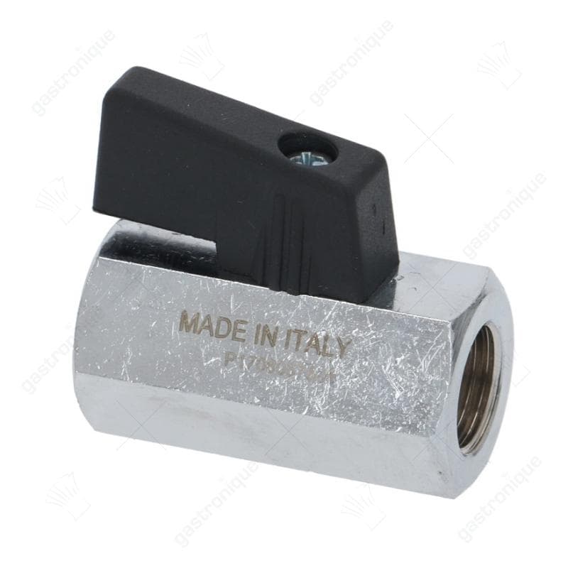 kogelkraan aansluiting 1/4" ID - 1/4" ID DN8 totale lengte 39mm messing verchroomd