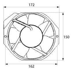 axiaalventilator L 172mm B 150mm H 51mm 230VAC 50/60Hz 69W lager kogellager - Thumbnail 2