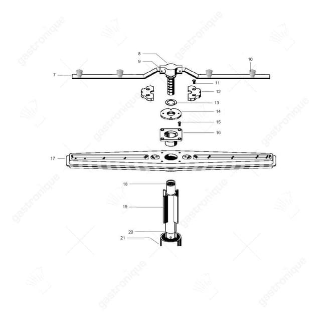 naspoelarm L 475mm sproeiers 4 inbouw ø 15,5mm inbouwpositie boven compleet - Thumbnail 2